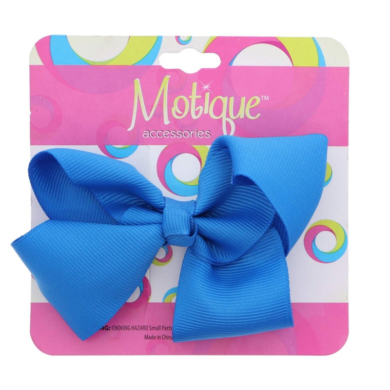 Motique Accessories 3 Inch Grosgrain Bow for Little Girls- Set of 2 (Blue) - Image 4